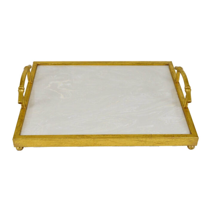 Lalana Gold Tray with White Stone - Celline Home