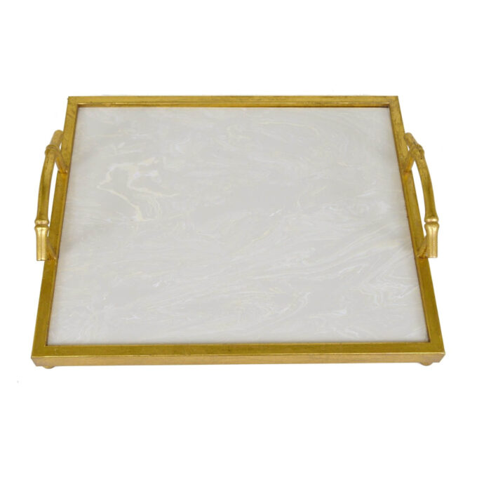 Lalana Gold Tray with White Stone - Celline Home