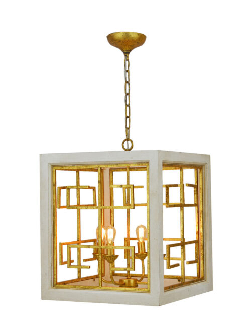 Luna 4 Light White and Gold Lantern - Celline Home