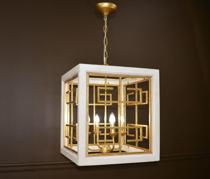 Luna 4 Light White and Gold Lantern - Celline Home