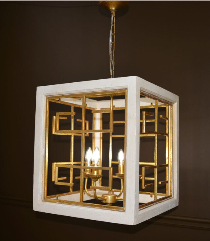 Luna 4 Light White and Gold Lantern - Celline Home