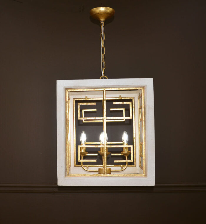 Luna 4 Light White and Gold Lantern - Celline Home