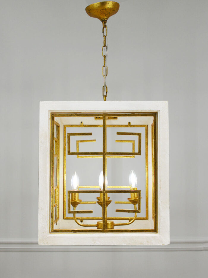 Luna 4 Light White and Gold Lantern - Celline Home