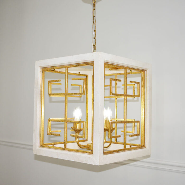 Luna 4 Light White and Gold Lantern - Celline Home