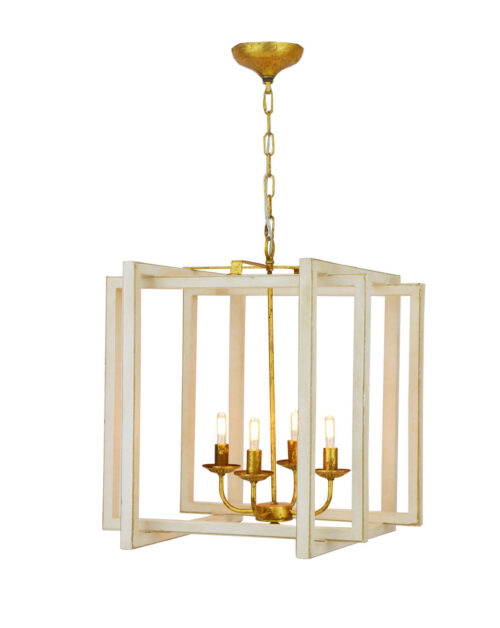 Martin 4 Light White and Gold Lantern - Celline Home