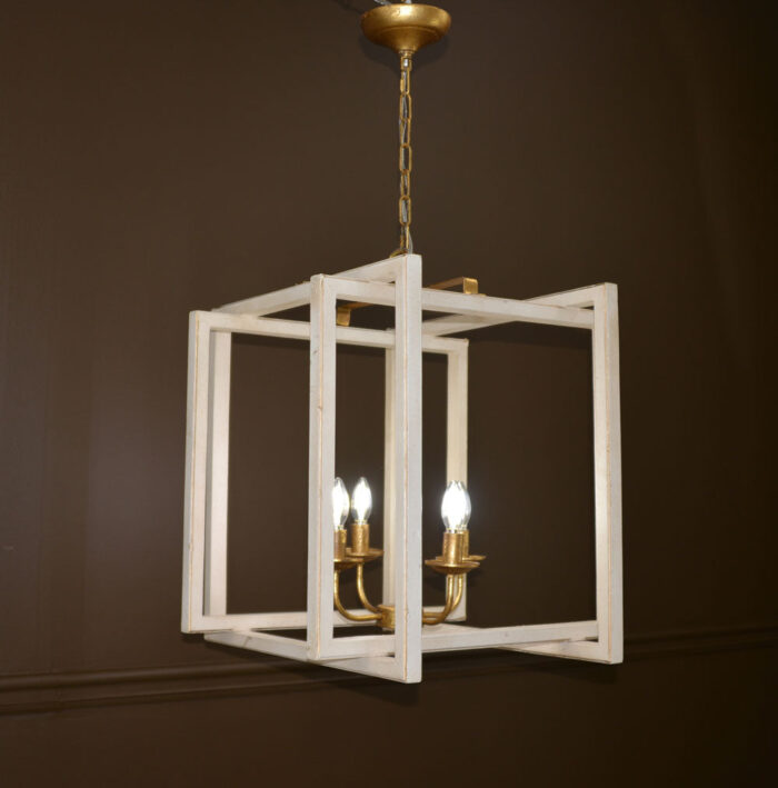 Martin 4 Light White and Gold Lantern - Celline Home