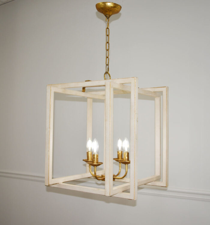 Martin 4 Light White and Gold Lantern - Celline Home