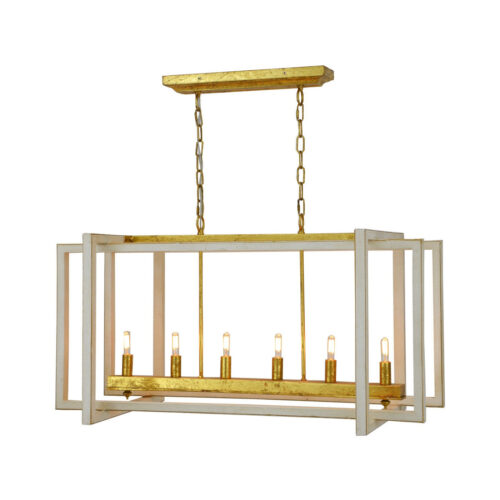 Sera 6 Light White and Gold Long Lantern - Celline Home