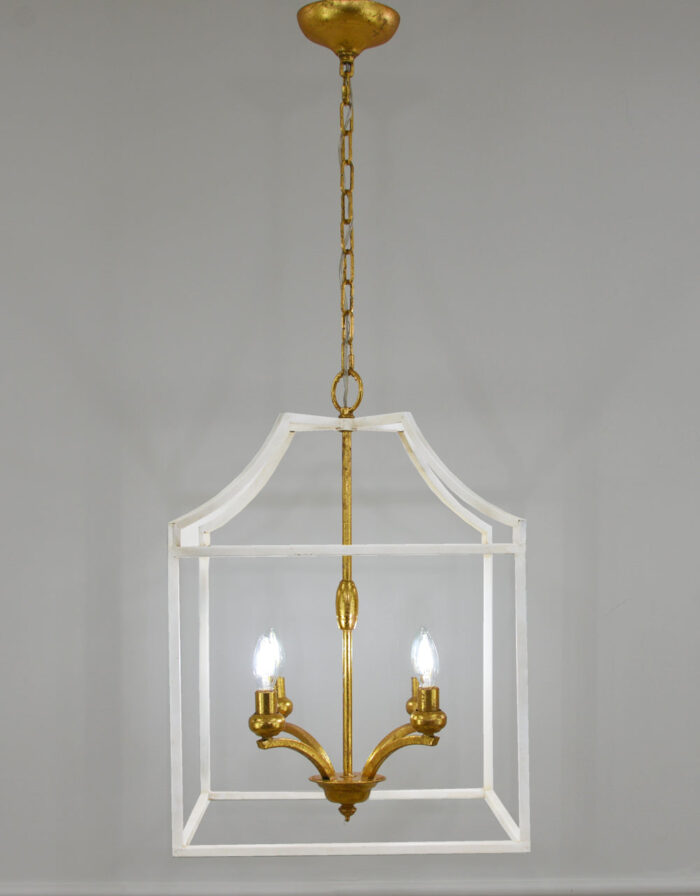 Delona 4 Light White and Gold Lantern - Celline Home