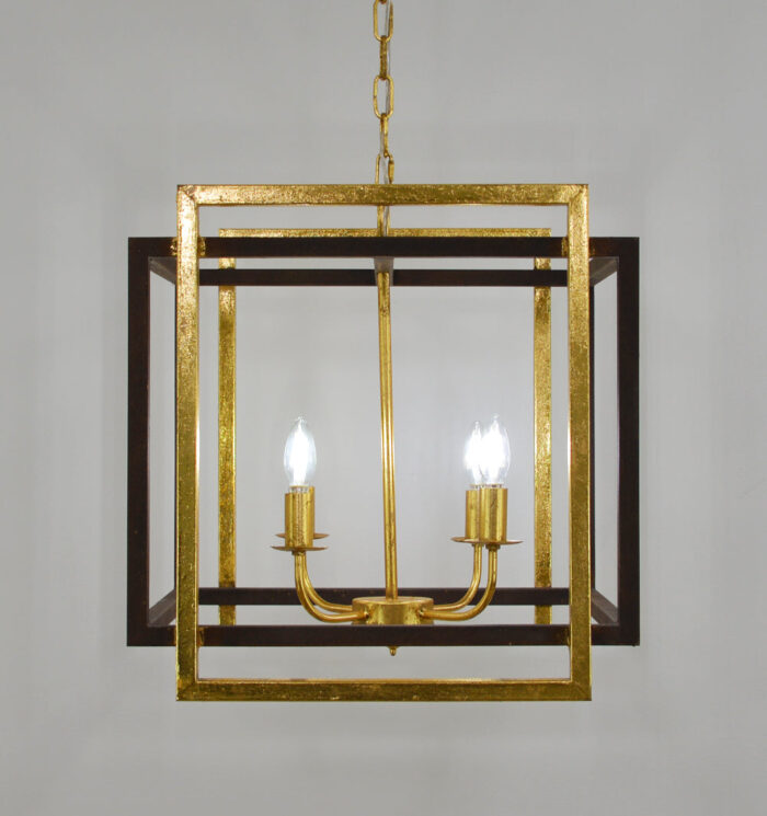 Soho 4 Light Brown and Gold Lantern - Celline Home