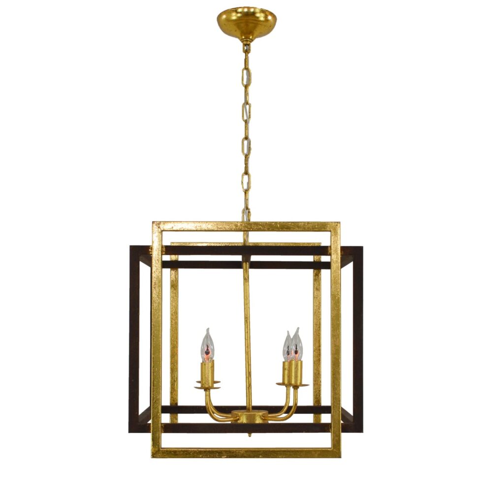 Soho 4 Light Brown and Gold Lantern - Celline Home