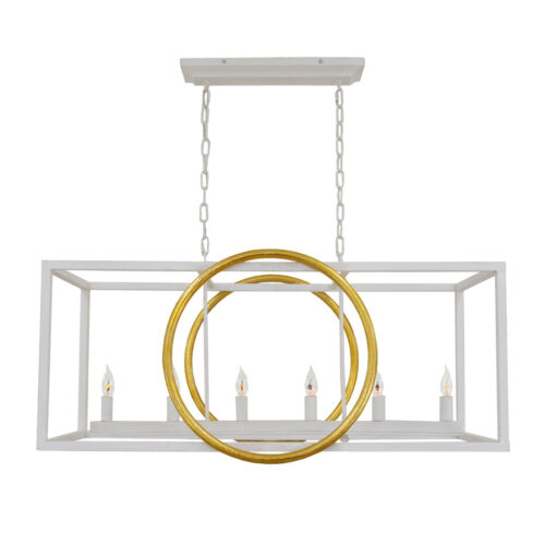 Penela 6 Light White and Gold Kitchen Island Light - Celline Home