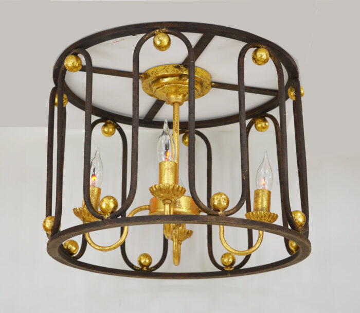 Pacha 4 Light Brown and Gold Flush Mount - Celline Home