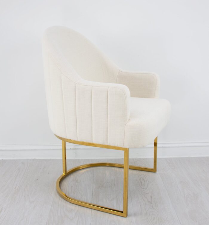 Milano Gold Chair Cream- Celline Home