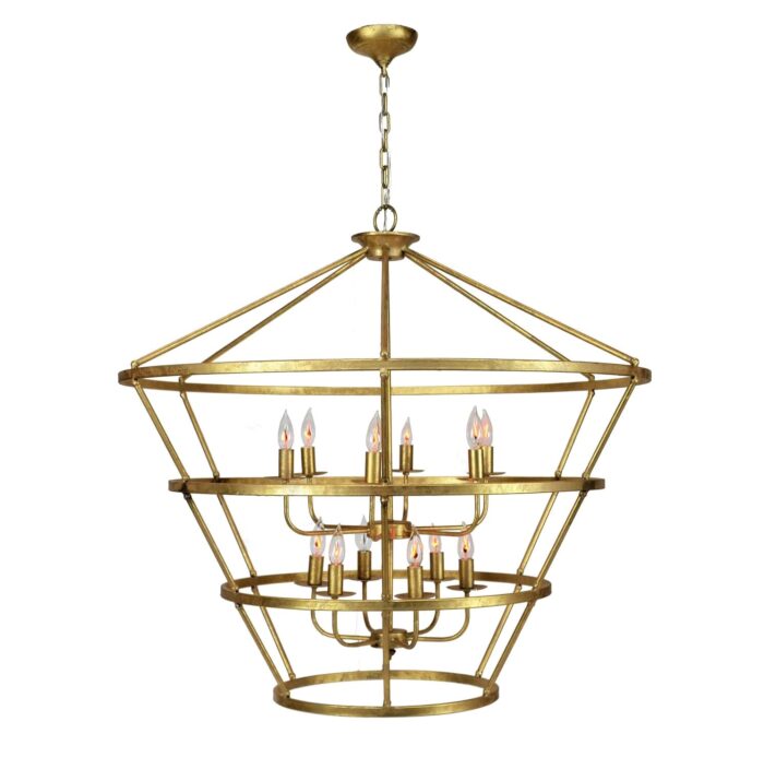 Massive 12 Light Gold Large Chandelier- Celline Home