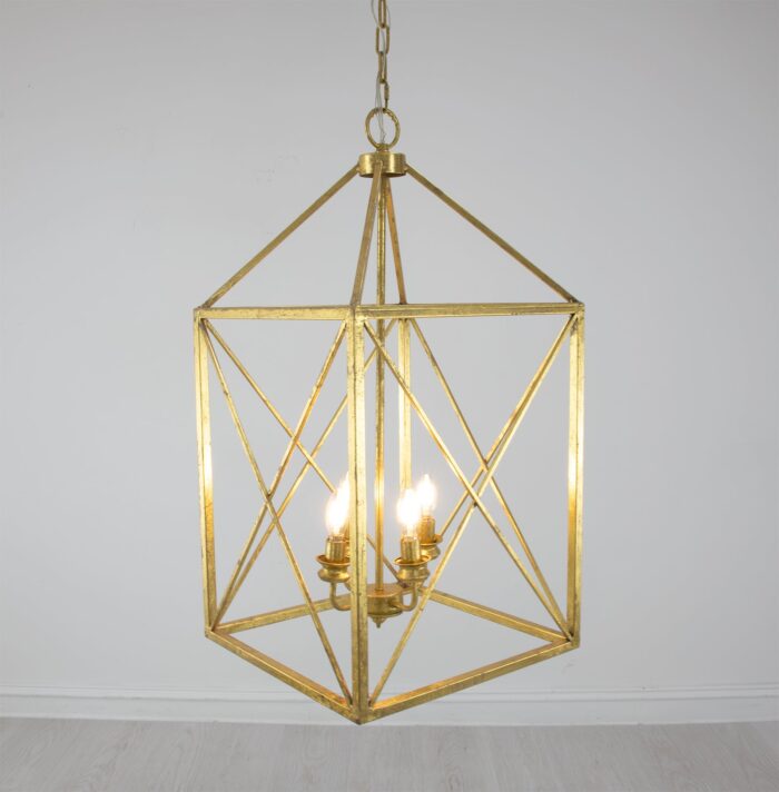 Megan 4 Light Gold Lantern- Celline Home