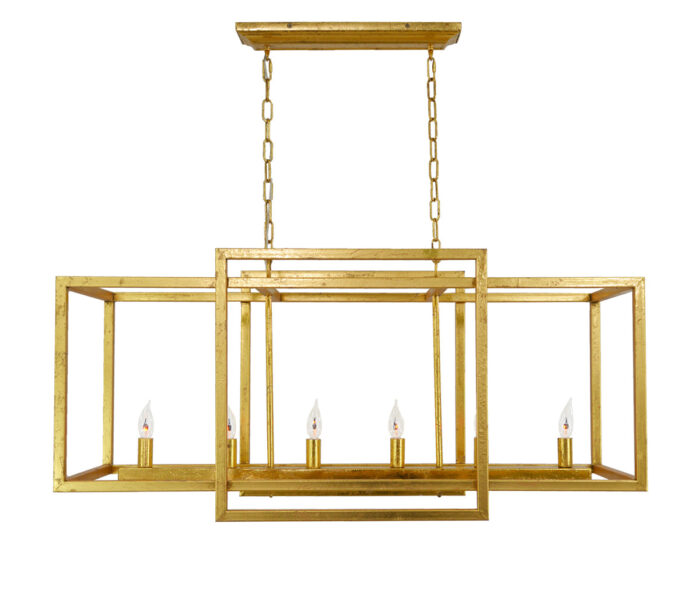 Soho 6 Light Gold Rectangular Chandelier