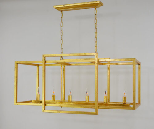 Soho 6 Light Gold Rectangular Chandelier