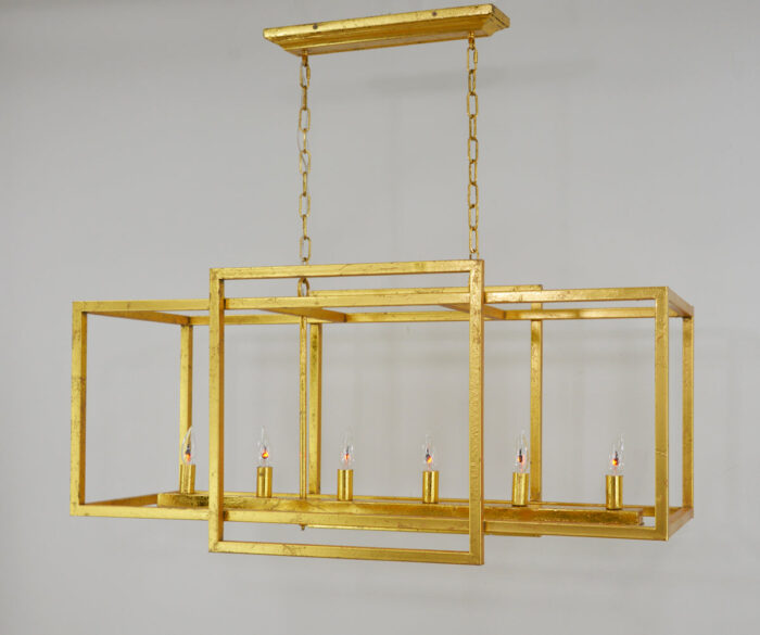 Soho 6 Light Gold Rectangular Chandelier