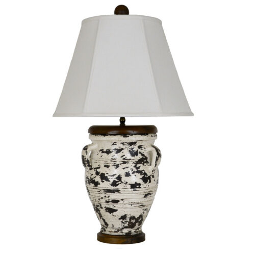 Ramsey Distressed White Pottery Table Lamp - Celline Home