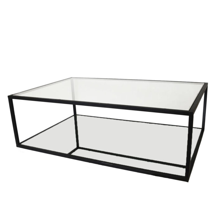 Emily 2 Shelves Black Coffee Table - Celline Home