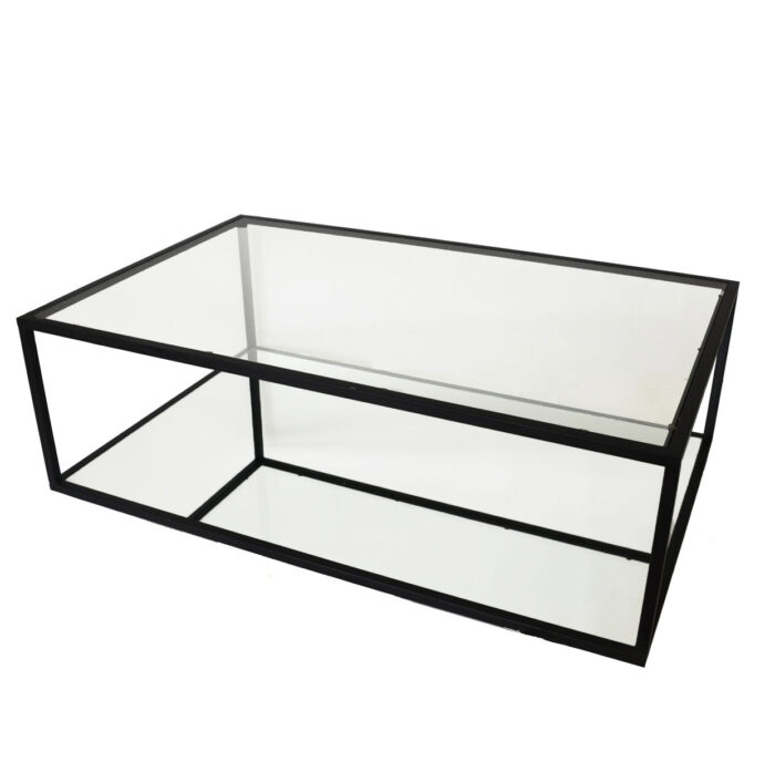 Emily 2 Shelves Black Coffee Table - Celline Home