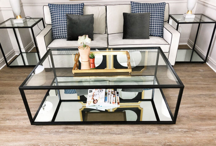 Emily 2 Shelves Black Coffee Table - Celline Home