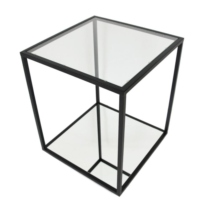 Emily 2 Shelves Black Side Table - Celline Home