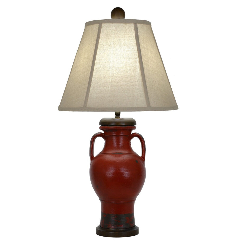 Geneva Red Pottery Table Lamp - Celline Home