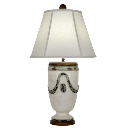 Orion White and Green Pottery Table Lamp - Celline Home