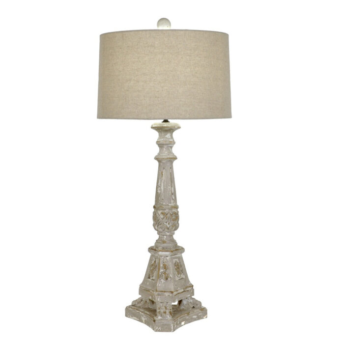 Fletcher Carved Wood Table Lamp - Celline Home