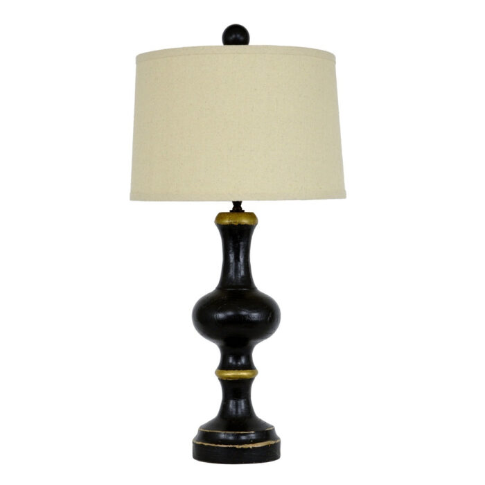 Celline Home Ellis Solid Wood Black Table Lamp