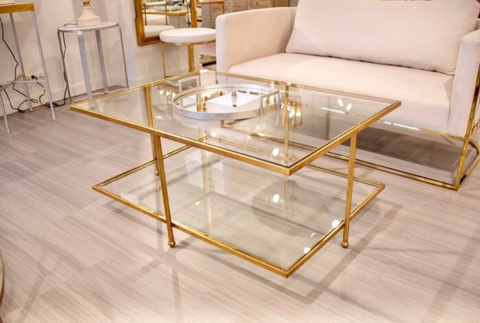 Romana Gold 2 Shelves Coffee Table- Celline Home