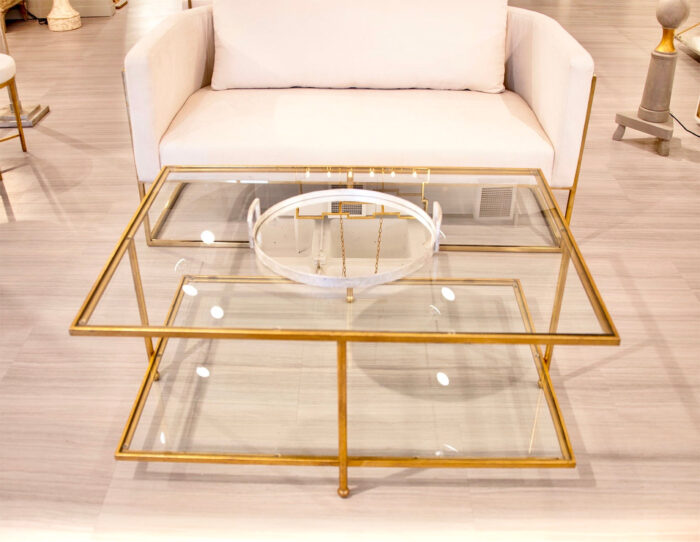 Romana Gold 2 Shelves Coffee Table- Celline Home