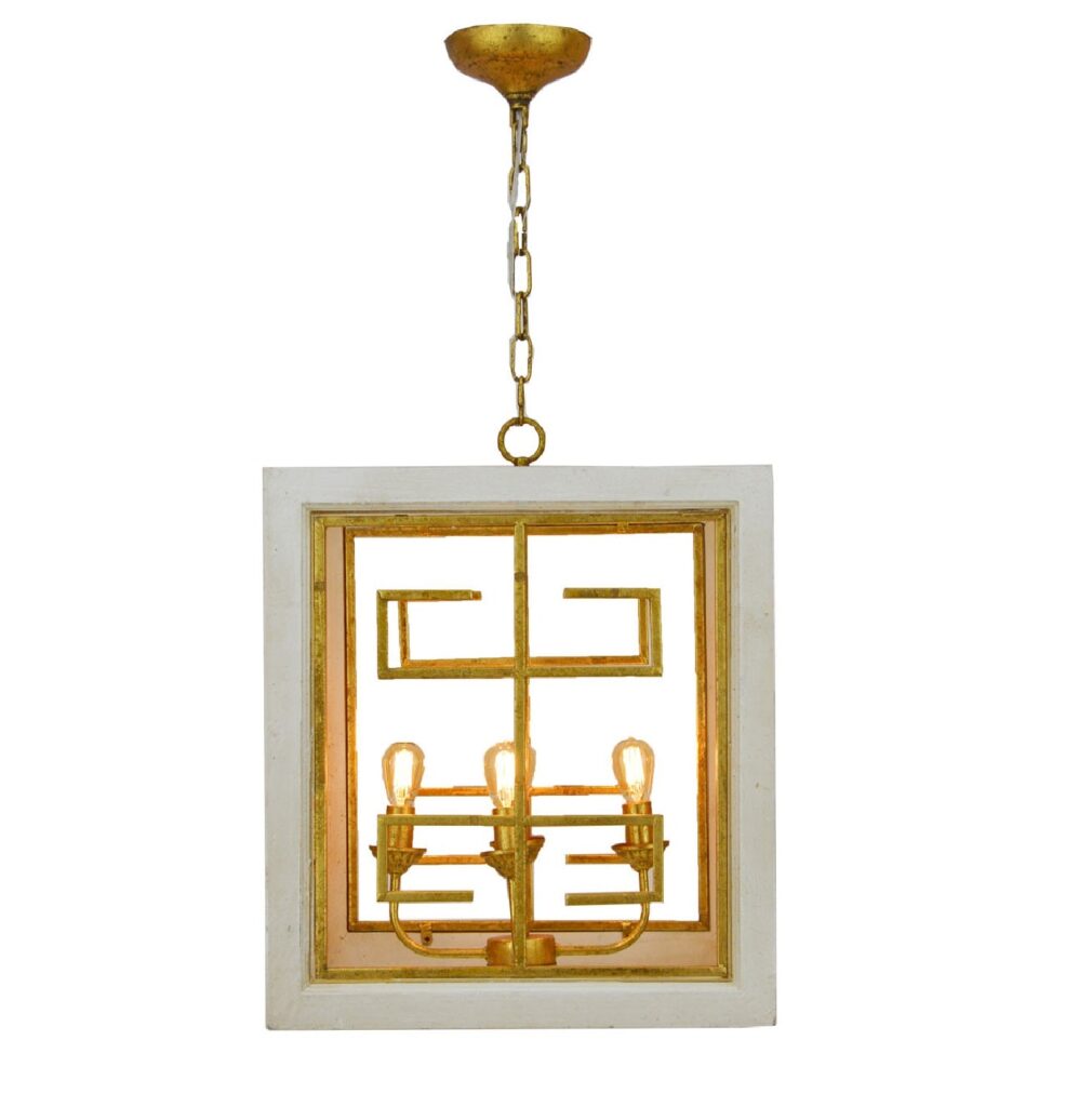 Luna 4 Light White and Gold Lantern - Celline Home