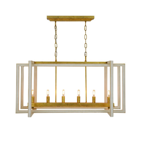 Sera 6 Light White and Gold Long Lantern - Celline Home