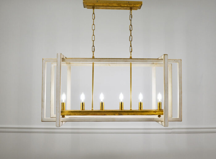 Sera 6 Light White and Gold Long Lantern - Celline Home