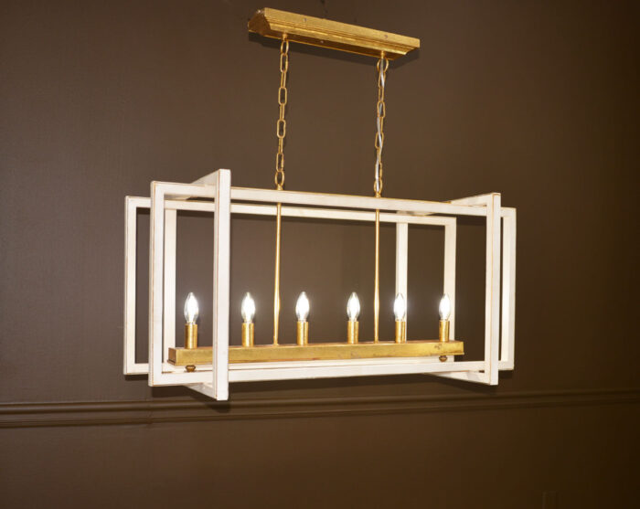 Sera 6 Light White and Gold Long Lantern - Celline Home