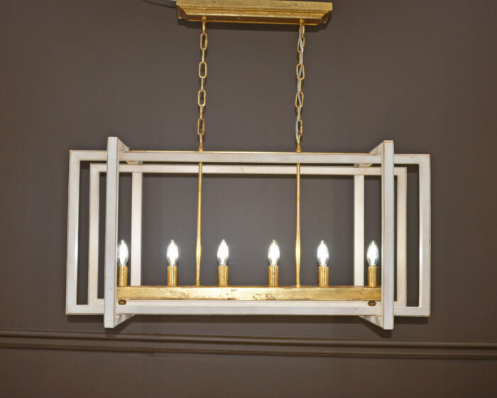 Sera 6 Light White and Gold Long Lantern - Celline Home