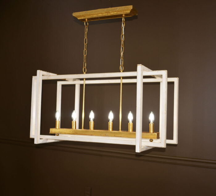 Sera 6 Light White and Gold Long Lantern - Celline Home