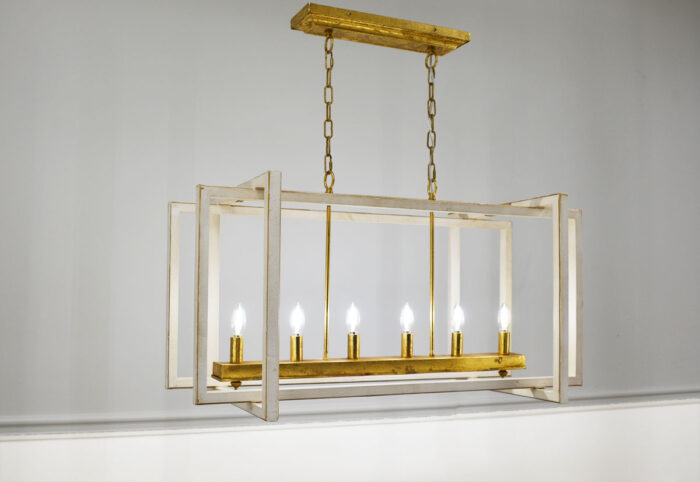 Sera 6 Light White and Gold Long Lantern - Celline Home