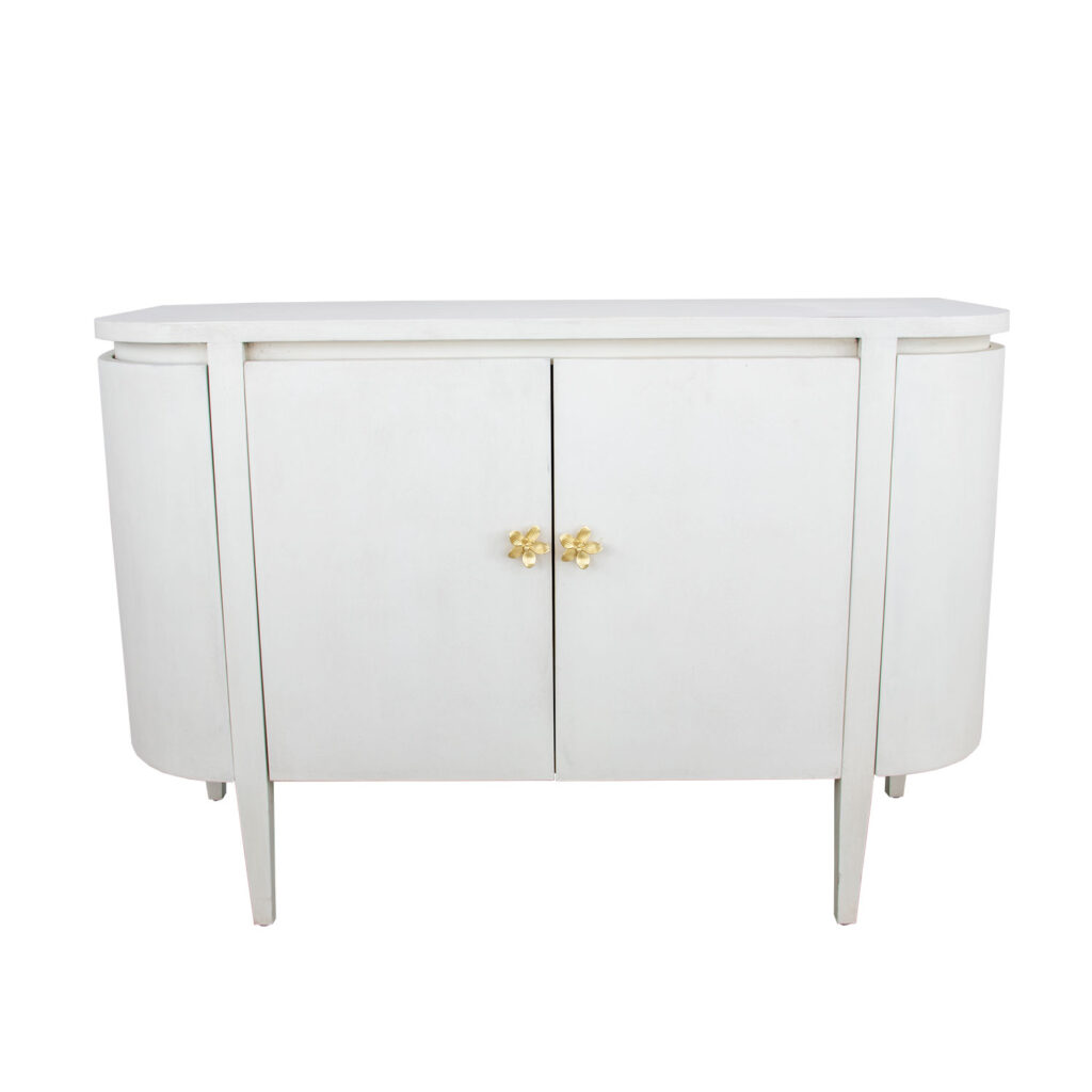 Octavia White Demilune Cabinet- Celline Home