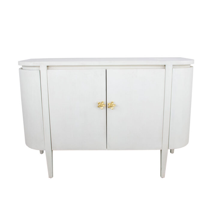 Octavia White Demilune Cabinet- Celline Home