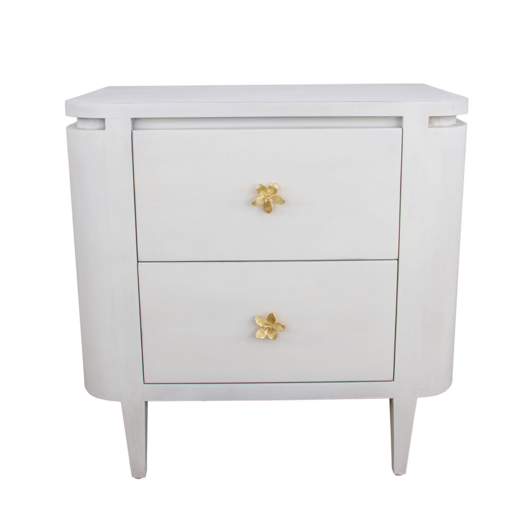 Octavia White Demilune Nightstand- Celline Home